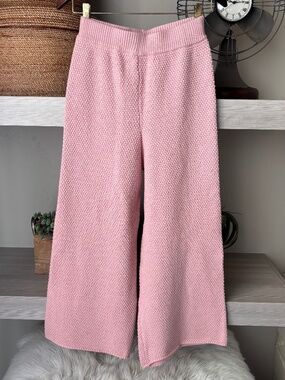Sincerely Jules Knit Wide Leg Boho Lounge Beach Pants Pink Medium